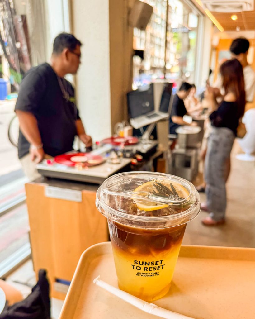 The Sunset coffee roaster coffee shop in Talat Noi area with a DJ on the weekend