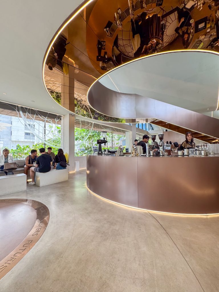 Futuristic interior of a coffee shop