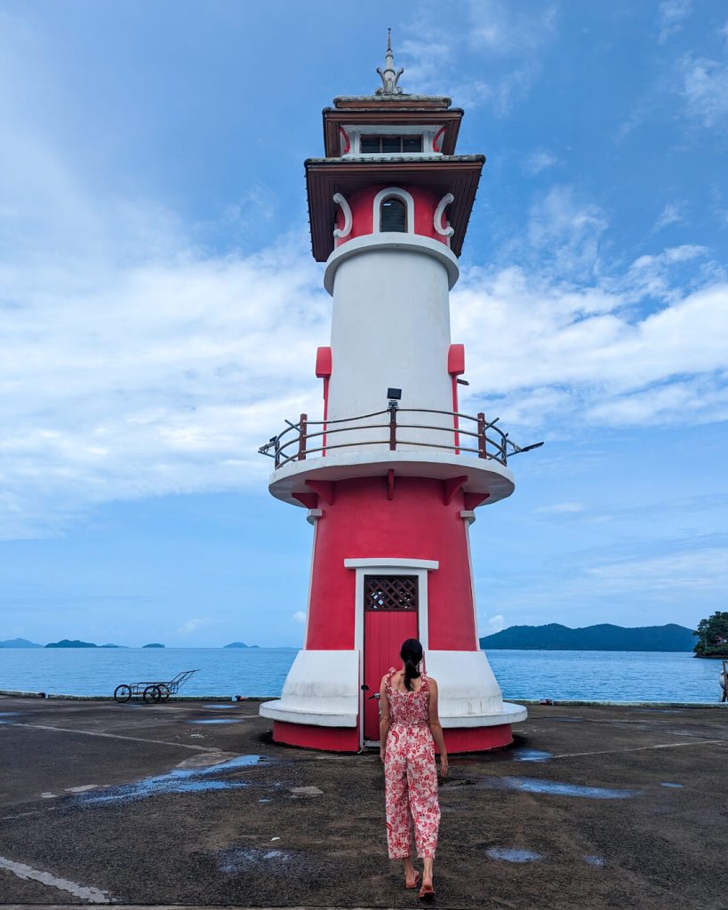 Allison at the lighthouse in Koh Chang enjoying a pier walk